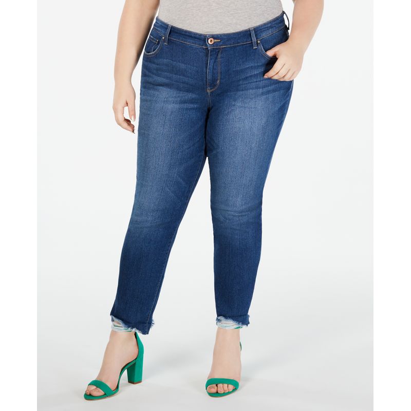 Plus Size Frayed Boyfriend Jeans